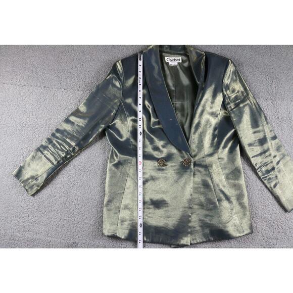 Cachet Jacket Womens 14P Metallic Jeweled Tuxedo Blazer Vintage USA - Picture 6 of 9